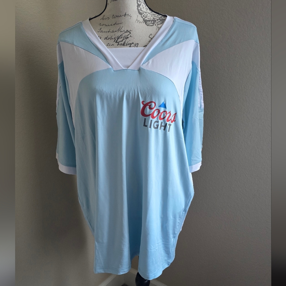 New Coors Lite Light Blue Soccer Jersey large